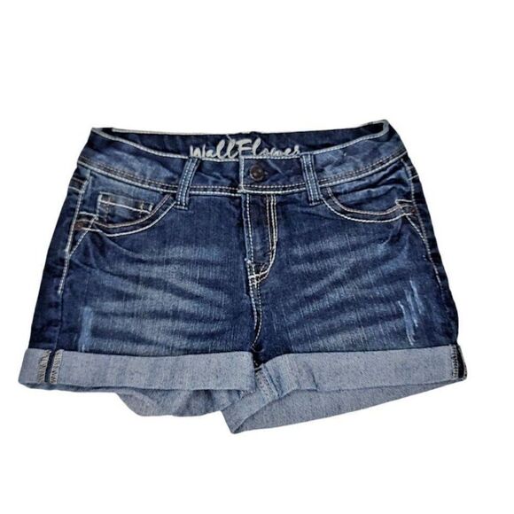 WallFlower Cuffed Denim Shorts Women's Medium Wash - Picture 1 of 8